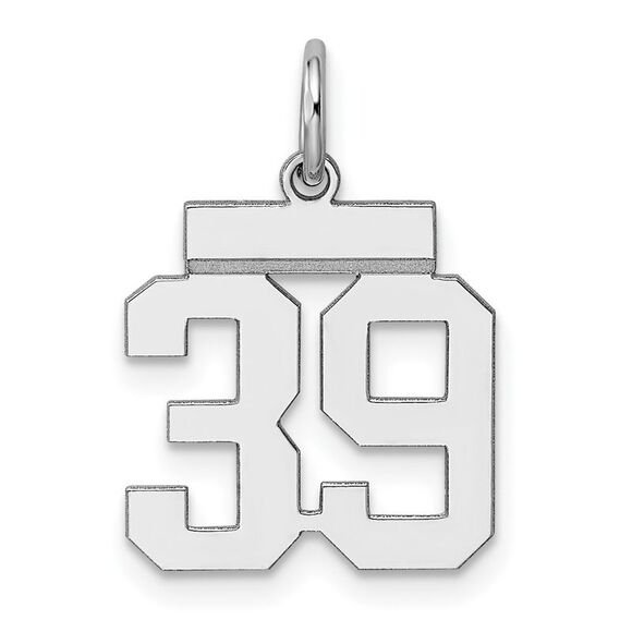 Sterling Silver, Athletic Collection, Small Polished Number 39 Pendant - Picture 1 of 5